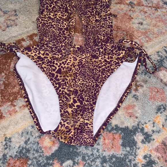 Beach Joy Cut Out Purple Animal Print Halter One Piece Swimsuit small - Picture 2 of 6